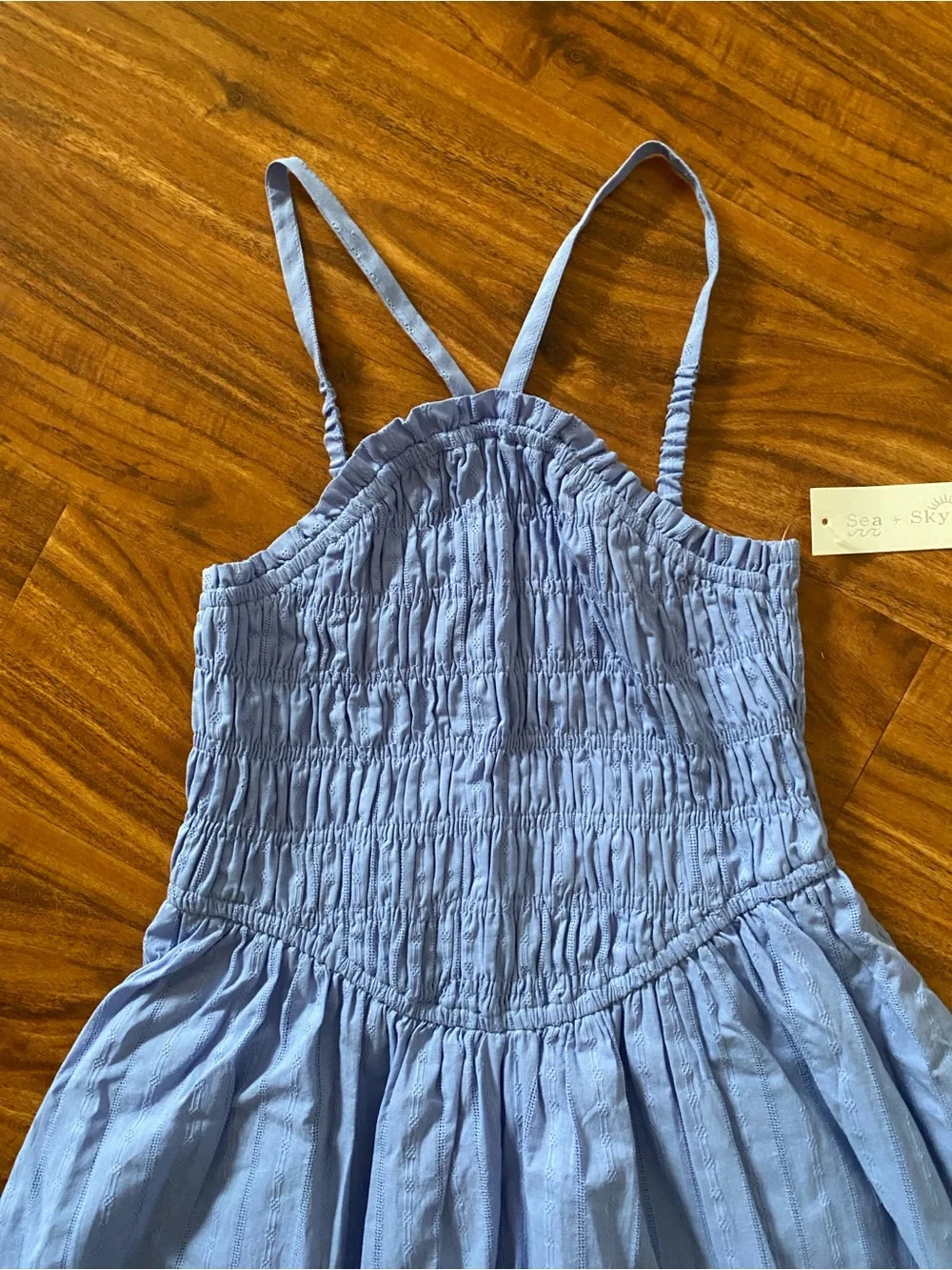 NWT New Sea + Skye Girls Periwinkle Smocked Cotton Sundress Size XL Coastal Boho
